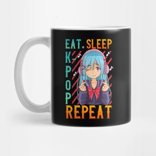 Cute Eat Sleep K-Pop Repeat Kawaii Anime Girl Kpop Mug